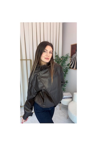 Meecy Zra Model Dik Yaka Yeni Sezon Deri Ceket Kahverengi Kahverengi