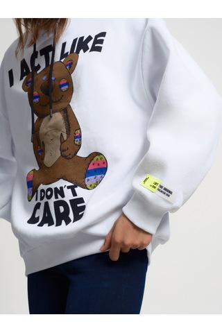 Oversize Kadın Sweatshirt Beyaz
