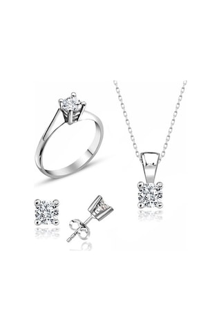 Sertifikalı Swarovski 3 Mm Tektaş 925 Gümüş Set Takım