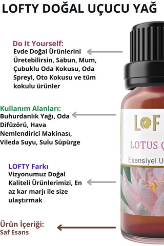 Lofty Lotus Çiçeği Uçucu Yağ Buhurdanlık Esansı Oda Kokusu 10 ML