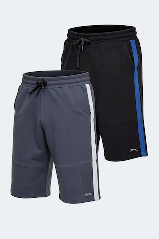 Slazenger Polona 2 Li Set Erkek Cepli Kapri Şort Siyah - Koyu Gri