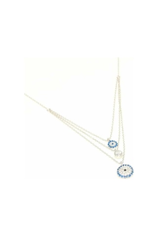 925 Ayar Gümüş Nazar Boncuklu ve Taşlı Kolye 125987932