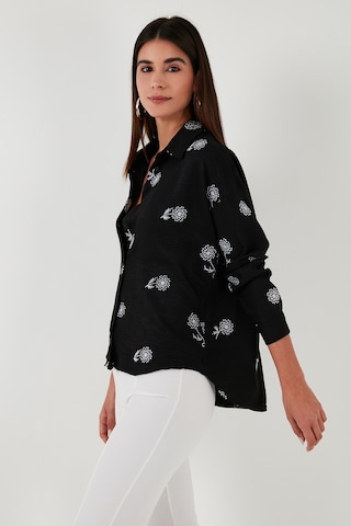 Lela Çiçekli Regular Fit Bayan Gömlek 67044532S4 Siyah