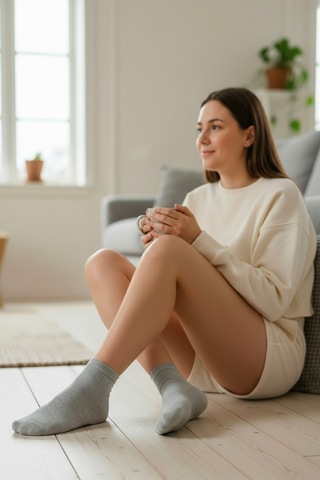 Bravie Kadın Bambu Patik Çorap 785 Gri 6'lı Paket Gri