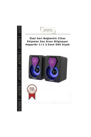 Özel Seri Bağlantılı Cihaz Ekipman Ses Aracı Bilgisayar Hoparlör 1+1 3.5mm D04 Siyah