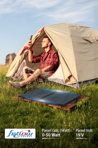 Fellow 50w Katlanabilir Çanta Tipi Solar Güneş Panel Seti + Power