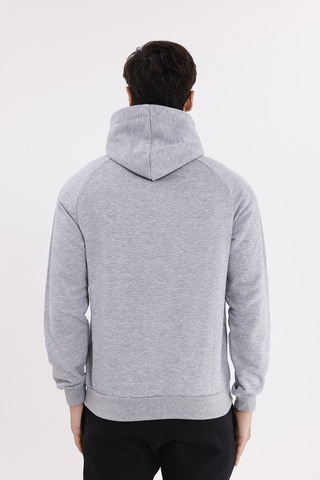 Rowinger Raglan Kol Tam Fermuarlı Kordonlu Kapüşon Kanguru Cepli Süper Koton Rahat Kalıp Kapüşonlu Sweatshirt Grey