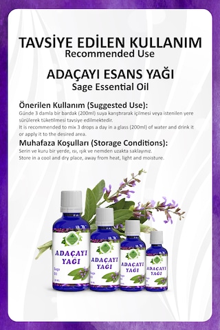 Adaçayı Yağı Sage Essential Oil 20 Ml.