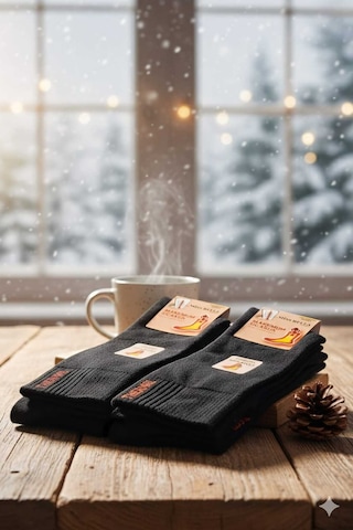 Thermal Pamuk Havlu Çorap 36-40 Numara Tamamı Siyah 6'lı Paket Set 3