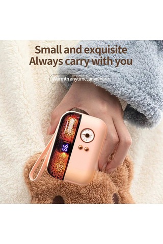 Hx-869 4000mah Kış Elektrikli El Isıtıcı Dijital Ekran Güç Bankası - Pembe