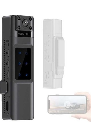 Ulzyvf Haikou Yüksek Netlik Wifi Video Kamera, Kompakt Klipsli Kızılötesi Gece Görüşlü Taşınabilir Aksiyon Kamerası Siyah Siyah