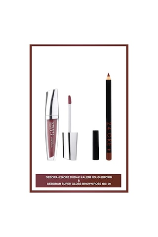 09 Super Gloss + Deborah 24 Ore Dudak Kalemi No : 4 Brown Diğer