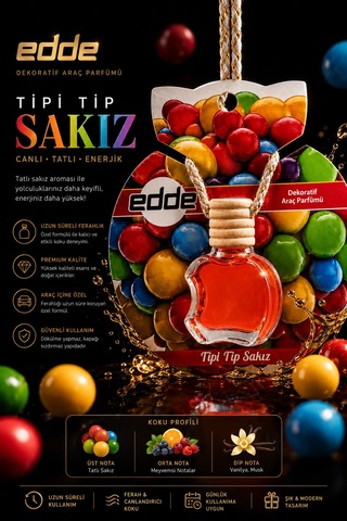 Edde Tipi Tip Sakız Kokulu Askılı Apple Araba Araç Oto Kokusu Dikiz Aynası Kokusu 001
