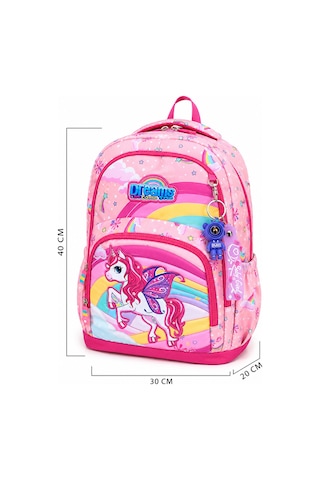 Denokids Unicorn Kız Çocuk İlkokul 4'lü Çanta Seti - Sırt Çantası Beslenme Çantası Kalem Kutusu Anahtarlık