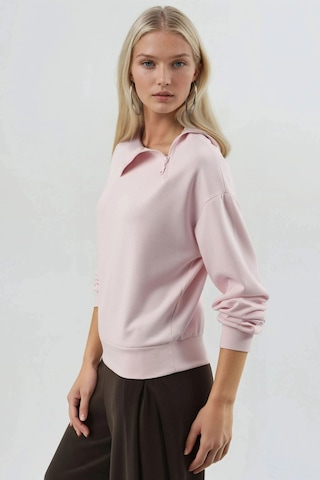 Hiccup Busem Rahat Kesim Fermuarlı Yaka Sweatshirt Pembe