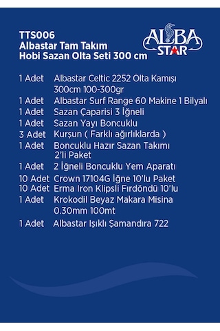 Albastar Tam Takım Hobi Sazan Olta Seti Tts006 300Cm-Standart