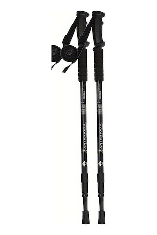 Novahub Antişok Teleskopik Trekking Çubuğu El Askılı Yürüyüş Yardımcısı Siyah Siyah