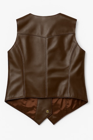 Hakiki Deri Kahverengi Kadın Yelek Kahverengi