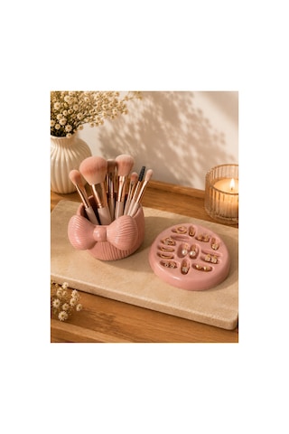 Takı Küpe Yüzük Ve Makyaj Seti Düzenleyici Pembe Pembe