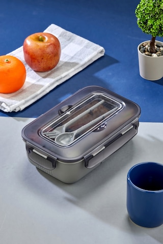 Tek Katlı Bölmeli Lunch Box Okul Ve Ofis İçin Pratik Yemek Kabı Gri