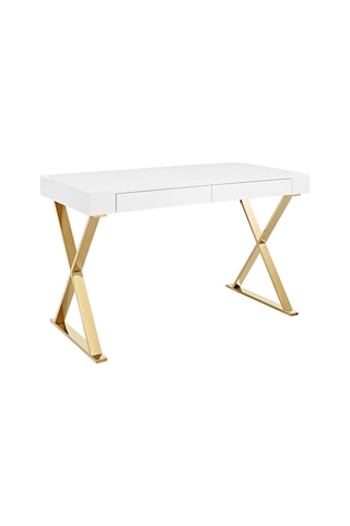 Elita Gold Metal Beyaz Çalışma Masası