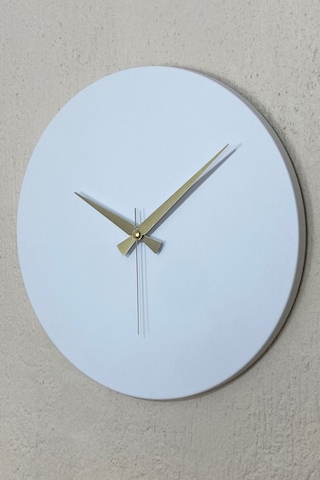 Round Model Metal Sıvama Akar Sessiz Mekanizmalı Duvar Saati 40 40 Cm Beyaz