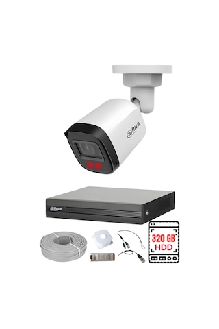 Fury Dahua 1 Kameralı Gece Görüşlü Su Geçirmez Full Hd Güvenlik Kamerası Seti 320gb