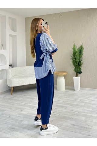Kadın Kristal 2 Iplik Kumaş Yanları Çizgili Takım Çok Renkli