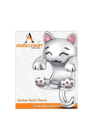 Sarılan Kedi Charm Gümüş Kaplama Asafaccessory Sarılan Kedi Charm Gümüş Kaplama Asafaccessory