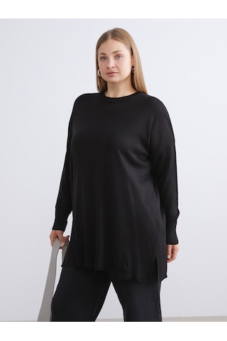 Lcwaıkıkı Classic Siyah Bisiklet Yaka Kadın Triko Tunik