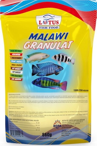 Lotus Malawi Granulat Ciklet Protein 860 G Poşet Balık Yemi