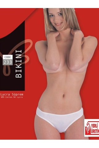 Beyaz Lycra Süprem Bikini Külot 3 Lü Paket - 233-3b Beyaz