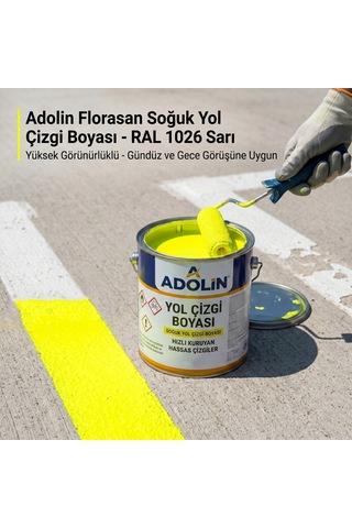 Adolin Florasan Soğuk Yol Çizgi Boyası Ral 1026 Sarı 875 Mg - Yüksek Görünürlüklü