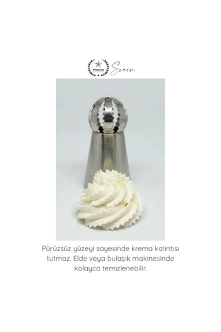 Pastasüsleme Pasta Süsleme 5'li Profesyonel Büyük Boy Paslanmaz Çelik Krema Sıkma Fırfır Duy Uçları Gri