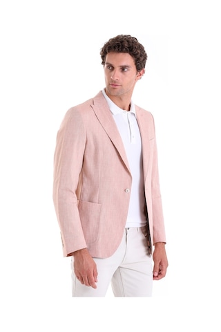 Hatemoğlu Kahverengi Slim Fit Düz Sivri Yaka Casual Keten Ceket Kahverengi