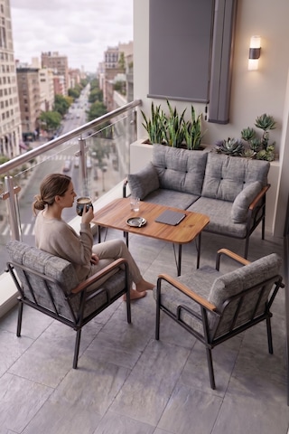 Canisa Ekon Serisi 1. Sınıf 2+1+1 Gri Bahçe Balkon Oturma Koltuk Takımı