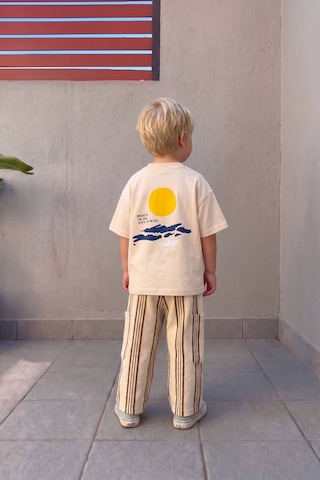 Baby Lory Kids Store Slogan Desenli İkili Takım Krem - Kahverengi