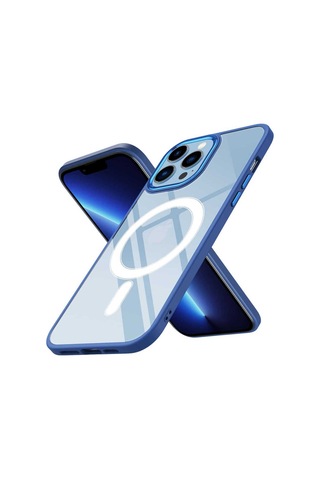 Apple Uyumlu iPhone 13 Pro Kılıf Wireless Şarj Özellikli Zore Krom M-safe Silikon Kapak Pembe Açık