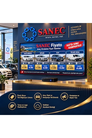 Sanec Araç Kiralama Tabelası 43" Hdmı Ekranlı Dijital Tabelası Sistemi