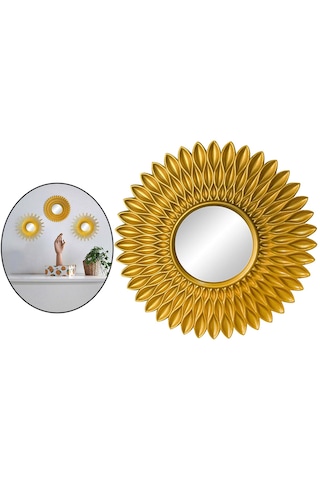 Suntek Yuvarlak Asılı Ayna Ev Şifonyer Dekor Duvar Aynaları Çiçek Şekilli Altın