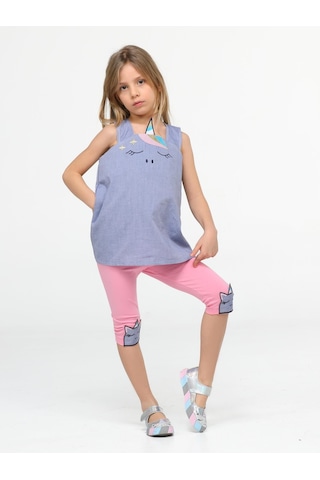 Unicorn Dokuma Tunik + Tayt Takım-pembe Pembe
