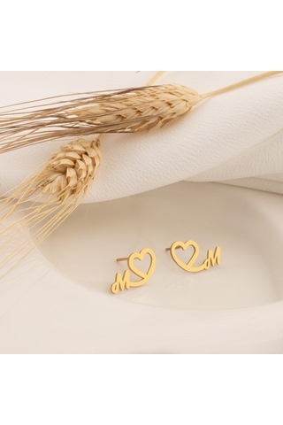 Dkmn Gümüş Kalpli Harf Küpe