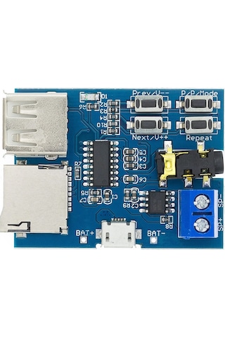 TFU MP3 Wav Ses Müzik Çalma Kartı 3W Amfi Micro SD Usb Flash Okuyucu 3.5mm Ses Soketi