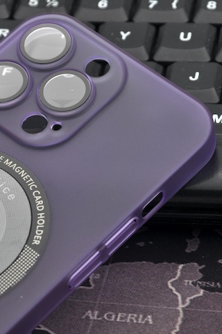 Apple Uyumlu iPhone 13 Pro Max Uyumlu Mor Renkli Yarı Şeffaf İnce Sert Kapak Kılıf Kamera Lens Korumalı Mor -