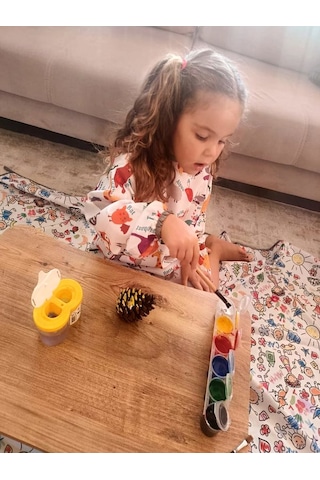 4-7 Yaş Zoo Sıvı Geçirmez Çocuk Aktivite Boyama Önlüğü