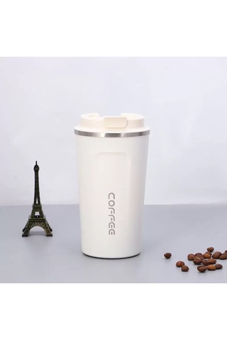 Geeroyoo Paslanmaz Çelik Termoslu Seyahat Kahve Kupası - 380ml Beyaz, Taşıma Kolaylığı Ve Dayanıklılık Beyaz
