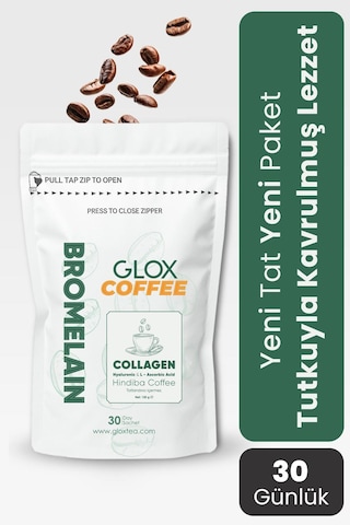 Glox Bromelain Mixed Powder Tea Bromelain, Collagen Ve Hindiba Kahvesi 30 Günlük 120g Granül