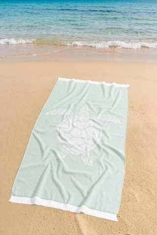 Tortuga %100 Pamuk Saçaklı Plaj Havlusu 80x150 Cm Yeşil