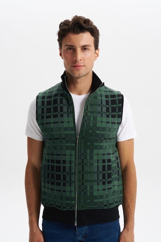 Arma Erkek Slim Fit Örme Desenli 3 İplik Şardonlu Dik Yaka Yelek %70 Pamuk %30 Polyester Y6sso9490 Yeşil