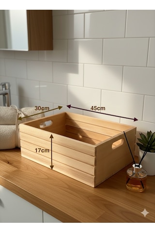 Masif Ahşap Sandık - Büyük Boy Saklama Depolama Ve Düzenleme Için Tahta Kutu Çok Amaçlı Organizer - Big Wooden Box Ahşap